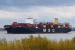 MSC SHREYA B  , Containerschiff , IMO 9778105 , Baujahr 2017 , 330.03 × 48.31m , 11000 TEU , 30.10.2018  Grünendeich