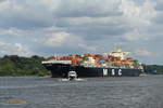 MSC ARICA (IMO 9619452)am 21.8.2019, Hamburg auslaufend, Elbe Höhe Övelgönne /     Ex-Name: Jacob Schulte /    Containerschiff / BRZ 94.017 / Lüa 299,18 m, B 48,2 m, Tg 14,85 m / 1