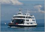 Die Fhre Romanshorn kommt ber den Bodensee aus Richtung Friedrichshafen und nhert sich der Hafeneinfahrt von Romanshorn.  15.09.2012