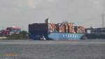 HYUNDAI SMART (IMO 9475686) am 23.7.2014, Hamburg einlaufend, Elbe, im Köhlbrand zum Containerterminal Altenwerder /
Containerschiff / GT 133.000 / Lüa 366 m, B 48,2 m, Tg 15,5 m / 1 B&W-Diesel,12K98MCC7, 72.240 kW, 98.246 PS, 24,6 kn / 12.562 TEU, 800 Reefers / April 2012 bei Hyundai, Süd Korea / Flagge: Liberia / Eigner: Danaos Shipping, Zypern, Operator: Hyundai /
