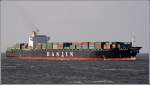 Die 1998 gebaute HANJIN NAGOYA (IMO 9155028) luft am 06.05.2008 in die Elbe ein. Sie ist 277,38 m lang, 32,20 breit, hat eine GT/BRZ von 51754 und ist fr 4024 TEU ausgelegt. Sie fhrt unter der Flagge von Panama.