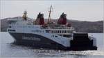 Die 2014 bei der FSG in Flensburg gebaute LOCH SEAFORTH (IMO 9665437) legt am 01.05.2017 in Stornoway für die Überfahrt nach Ullapool ab. Sie ist 116,16 m lang und 18,40 m breit, hat eine GT/BRZ von 8.680 und bietet 143 PKW und 700 Passagieren Platz. Heimathafen ist Glasgow (Vereinigtes Königreich).