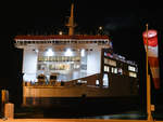 Die Pride of Kent von P&O Ferries bei der Ankunft im Hafen von Calais.