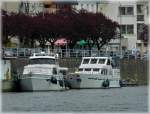 Die Motorboote  Cindy  und  Gutland  haben an der Schiffsanlegestelle in Wasserbillig angelegt. 17.04.2011