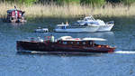 Die Motoryacht EDL Ende April 2018 auf der Havel am Stadtrand von Berlin.