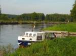 Abendstimmung mit kleinem Boot; Elbe-Lbeck-Kanal, 04.10.2010  