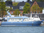 Anfang Mai 2023 war in Travemünde das Motorboot EUREKA zu sehen.