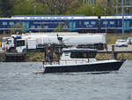 Das Motorboot HARMAA war Anfang Mai 2023 in Travemünde anzutreffen.