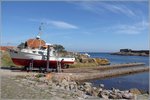 Die LINNEA liegt bei der Slipanlage auf Frederiksø für Ausbesserungsarbeiten an Land. 25.08.2016