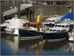 Schne Yachten in der Marina im Dsseldorfer Medienhafen, aufgenommen am 10.02.2008