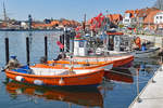 Boote (u.a. KRABBE) am 28.4.2021 im Hafen von Neustadt / Holstein. 