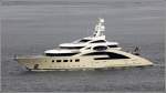 Die von Lrssen gebaute 87-m-Yacht ACE am 18.04.2012 auf der Weser Hhe Bremerhaven.