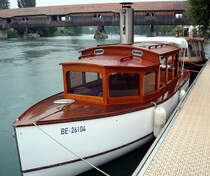 Dampfschiffe anl�sslich Dampf-Festival in B�ren a. d. Aare. Leider regnete es in Str�men. Im Hintergrund die Holzbr�cke �ber die Aare, 08. Aug. 2009 (Sylvia)