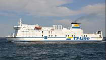  Huckleberry Finn  - F�hre Trelleborg - Rostock - Lg. 177,20m - Br. 26,50m - Tg. 6,10m - 20 Kn - 400 Passagiere am 07.08.09 in Rostock
gesehen.
