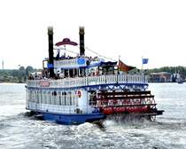  River Star  Salonschiff Lg.32,80m - Br.8,30m - g. 1,30m - 2x285 PS 11 Kn - 300 Passagiere. Am 07.08.09 auf der Hanse-Sail gesehen 