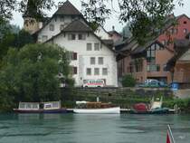 Dampfschiffe St.URS und ISEL OF JURA und LAGAVULIN bei Str�mendem Regen auf der Aare bei B�ren an der Aare am 08.08.2009