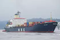 Die MSC Malin IMO-Nummer:8201636 Flagge:Panama L�nge:203.0m Breite:26.0m Baujahr:1982 Bauwerft:Wadan Yards Warnow,Rostock Deutschland aufgenommen am 03.01.11 vom R�schpark Hamburg Finkenwerder.Fr�her lief das Schiff unter der Flagge Russlands unter dem Namen Kapitan Kanevskiy.