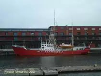 FEHMARNBELT am 20.9.2010 im L�becker Hafen / 
Feuerschiff / L 45,44m, B 7,18m, / BRT 343,03 / 1x Deutz-Diesel, 300 PS, 8,4 kn. / 1908 Indienststellung als AUSSENEIDER / 1908 – 1945 auf Position Ausseneider / 1931 Einbau der Maschine / 1956 – 1965 Reservefeuerschiff FLENSBURG, KIEL, FEHMARNBELT / 1965 Position Fehmarnbelt / 1.4.1984  Au�erdienststellung / 
