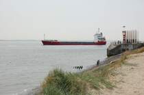 Gerade passiert die MS Tingo von Norden kommend das Nollehoofd um in die Westerschelde ein zu fahren. 4.5.2008