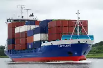 Der Feeder Lappland IMO-Nummer:9186388 Flagge:Deutschland L�nge:118.0m Breite:18.0m Baujahr:1998 Bauwerft:Sietas,Hamburg Deutschland auf dem Nord-Ostsee-Kanal bei Rendsburg aufgenommen am 26.06.11