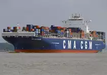  CMA CGM Columba  11.07.2011 in Hamburg.
overall length (m): 363,00 
overall beam (m): 45,60 
maximum draught (m): 15,5 
maximum TEU capacity: 11356 
gross tonnage (ton): 131.332 