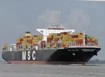  MSC Kalina  11.07.2011 Hamburg
overall length (m): 366,10 
overall beam (m): 51,00 
maximum draught (m): 15,00 
maximum TEU capacity: 13798 
deadweight (ton): 156.301 
 