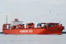 Die Rio Bravo der Hamburg S�d IMO-Nummer:9348091 Flagge:Deutschland L�nge:286.0m Breite:40.0m Baujahr:2009 Bauwerft:Daewoo Mangalia Heavy Industries,Mangalia Rum�nien l�uft am 10.07.11 in Hamburg ein aufgenommen am F�hranleger in L�he. 