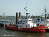 ZP CHALONE (Kotug) (IMO 8103078 ) am 28.5.2008, Hamburg, Schlepperponton Neum�hlen /
Assistenzschlepper / BRZ 194 / L�a 28,5 m, B 10,36 m, Tg 5,06 m / BRZ 194 / 2 GM-Diesel, 2.238 kW, 11,5 kn, Pfahlzug: 45 t / Kotug, Hamburg /  Heimathafen Rotterdam, Flagge: Niederlande / 1982 bei Valley Shipbuilding, Brownsville, Texas, USA /
