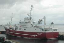 Der Fischkutter MS Inger Hildur M-101-F (IMO: 9179799) im Hafen von Molde/Norwegen. Damit werden �berwiegend Heringe und Makrelen gefangen sowie Forschung betrieben f�r Institute. Am 20.06.2011 abgelichtet.