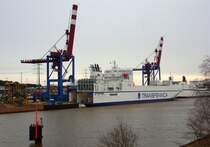 MS GENCA (NL) IMO 9307372, L�beck-Siems, Seelandkai ist der Liege- und L�schplatz der GENCA die im Liniendienst f�r Transfennica f�hrt. Aufnahmedatum:3.1.2012