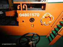 KARL MORITZ (Detail) am 12.1.2012, Baufortschritt: Beschriftung /
Modell des Hafenschleppers  Karl Moritz  ex  Fairplay I  im Ma�stab 1:33 z.Zt. im Bau, entsteht aus dem HEGI-Baukasten  Fairplay V . 