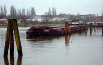 ELK, L�beck-Klughafen das tschech. G�terMotorSchiff ATHENA ENI 08451042 wartet auf Order zur Weiterfahrt... Aufgenommen: 19.01.2012