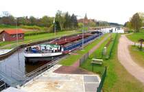 GMS SCHWABEN ENI 04005530, liegt in der 5. ELK-Schleuse in Berkenthin und wartet auf die Abschleusung...  Aufgenommen: 21.04.2012