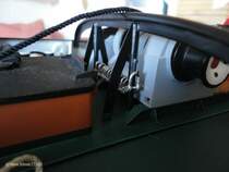 KARL MORITZ (Detail) am 2.7.2012, Baufortschritt: Streichschiene /
Modell des Hafenschleppers   Karl Moritz  ex  Fairplay I  im Ma�stab 1:33, entstanden  aus dem HEGI-Baukasten  Fairplay V   
