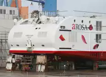 3.11.2013 Warnem�nde, Neptun-Werft. A-Rosa Flora im Dock. Heckpartie