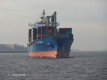 E.M. CORFU (IMO 9231494) am 18.1.2014, Hamburg einlaufend, Höhe Finkenwerder /
ex Maersk Nairobi, bis 03.2013, Donata Schulte, bis 11.2006 /
Vollcontainerschiff / BRZ 26.582 / Lüa 210,09 m, B 30,2 m, Tg 11,5 m / kW 21.853, 21,9 kn / gebaut 2001 in Süd-Korea / Eigner: Eurobulk, Athen, Griechenland, Flagge: Zypern / 
