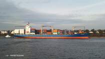 E.M. CORFU (IMO 9231494) am 18.1.2014, Hamburg einlaufend, Höhe Finkenwerder /
ex Maersk Nairobi, bis 03.2013, Donata Schulte, bis 11.2006 /
Vollcontainerschiff / BRZ 26.582 / Lüa 210,09 m, B 30,2 m, Tg 11,5 m / kW 21.853, 21,9 kn / gebaut 2001 in Süd-Korea / Eigner: Eurobulk, Athen, Griechenland, Flagge: Zypern / 
