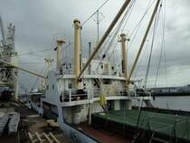 BLEICHEN (IMO 5046281) am 1.9.2013, Hamburg, Hansahafen,  Liegeplatz Bremerkai /
ex BLEICHEN, 1958-1970, OLD LADY, 1994-2007, ARCIPEL, 1979-1994, CANALE GRANDE, 1970-1979, / Stückgutfrachter / BRZ 2.129 / Lüa 93,3 m, B 12,3 m, Tg 4,69 m / 1 Deutz-Diesel, 1.324 kW, 12 kn / 1958 bei Nobiskrug, Rendsburg / Eigner: Stiftung Hamburg Maritim, Museumsschiff, gehört zum Hafenmuseum, Schuppen 50 /
