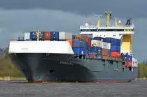 Die Charlotta B IMO-Nummer:9432232 Flagge:Liberia ex Luxemburg Länge:168.0m Breite:27.0m Baujahr:2009 Bauwerft:Sietas,Hamburg Deutschland im Nord-Ostsee-Kanal an der Weiche Fischerhütte am 13.03.14
