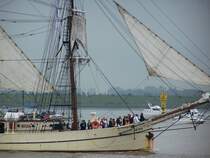 Die Brigg  Astrid  aus den Niederlanden am 14.08.2005 bei der Sail Bremerhaven. Baujahr 1918, Werft: Greg van Leeuwin in Scheveningen (Niederlande), L�nge �ber alles: 43,28 m, 488 qm Segelfl�che, gebaut wurde das Schiff als Frachtlogger und fuhr bis 1937 unter den Namen  Wuta .