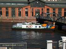 BRÜCKENPRÜFER am 11.3.2014, Hamburg, Elbe vor der Fischauktionshalle Altona /
Brückenprüfschiff / Lüa 14,1 m, B 5,25 m, Tg 0,9 m / 1 Ruderpropeller SRP 50/51, 5,3 kn / 1973 bei Scheel & Jöhnk, Hamburg /
