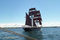 EYE OF THE WIND (IMO 5299864) am 25.6.2014 auf der Kieler Förde / Brigantine / Lüa 40,23 m, B 7,01 m, Tg 2,7 m / Segelfläche 750m² / 1 Diesel, 441 kW, 600 PS, 8 kn / 1911 bei C. Lühring, Brake / Flagge: UK, Heimathafen: Jersey / 