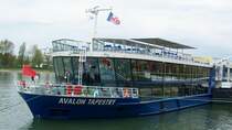 Bugansicht vom Kabinenschiff  Avalon Tapestry , es liegt am 22.04.2006 im Breisacher Altrhein.