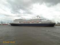 PRINSENDAM (IMO 8700280) AM 20.6.2014, Hamburg einlaufend, Elbe Höhe Tollerort /
ex ROYAL VIKING SUN, Royal Viking Line, Nassau,  (1988 – 1999), SEABURN SUN, Cunard Line, Nassau,  (1999 -2002) /
Kreuzfahrtschiff /  BRZ 39.051 / Lüa 204,0 m, B 28,9 m, Tg 7,25 m / 4 Sulzer-Wärtsilä-Diesel, 21.120 kW, 28.723 PS, 2 Prop. 21,8 kn / 1988 bei Wärtsilä, Turku, Finland / Holland America Line, Rotterdam /
