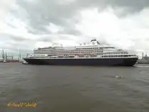 PRINSENDAM (IMO 8700280) AM 20.6.2014, Hamburg einlaufend, Elbe Höhe Tollerort /
ex ROYAL VIKING SUN, Royal Viking Line, Nassau,  (1988 – 1999), SEABURN SUN, Cunard Line, Nassau,  (1999 -2002) /
Kreuzfahrtschiff /  BRZ 39.051 / Lüa 204,0 m, B 28,9 m, Tg 7,25 m / 4 Sulzer-Wärtsilä-Diesel, 21.120 kW, 28.723 PS, 2 Prop. 21,8 kn / 1988 bei Wärtsilä, Turku, Finland / Holland America Line, Rotterdam /
