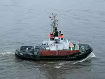 Schlepper Bugsier 21 (IMO 9214989 , 30 x 11m) am 13.01.2015 auf der Norderelbe im Hafen HH Höhe Dockland zu Tal. Das im Jahr 2000 in Dienst gestellte Fzg. hat einen Tiefgang von 3m.