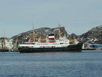 Die M/S  Nordstjernen  l�uft in Bod� ein; 16.03.2002, nordgehend