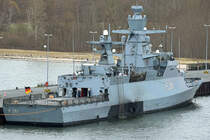 Korvette F 261  Magdeburg  im Hafen von Kiel. Aufnahme vom 09.02.2015