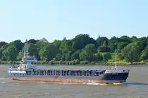 Die Rix Emerald IMO-Nummer:9116802 Flagge:Antigua und Barbuda Länge:88.0m Breite:11.0m Baujahr:1995 nach Hamburg einlaufend aufgenommen vom Rüschpark in Finkenwerder am 04.06.17