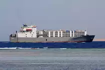 Lebendvieh-Transporter  ALDELTA  verlässt den Golf von Akaba gesehen vor Sharm el Sheikh 3.6.2017 